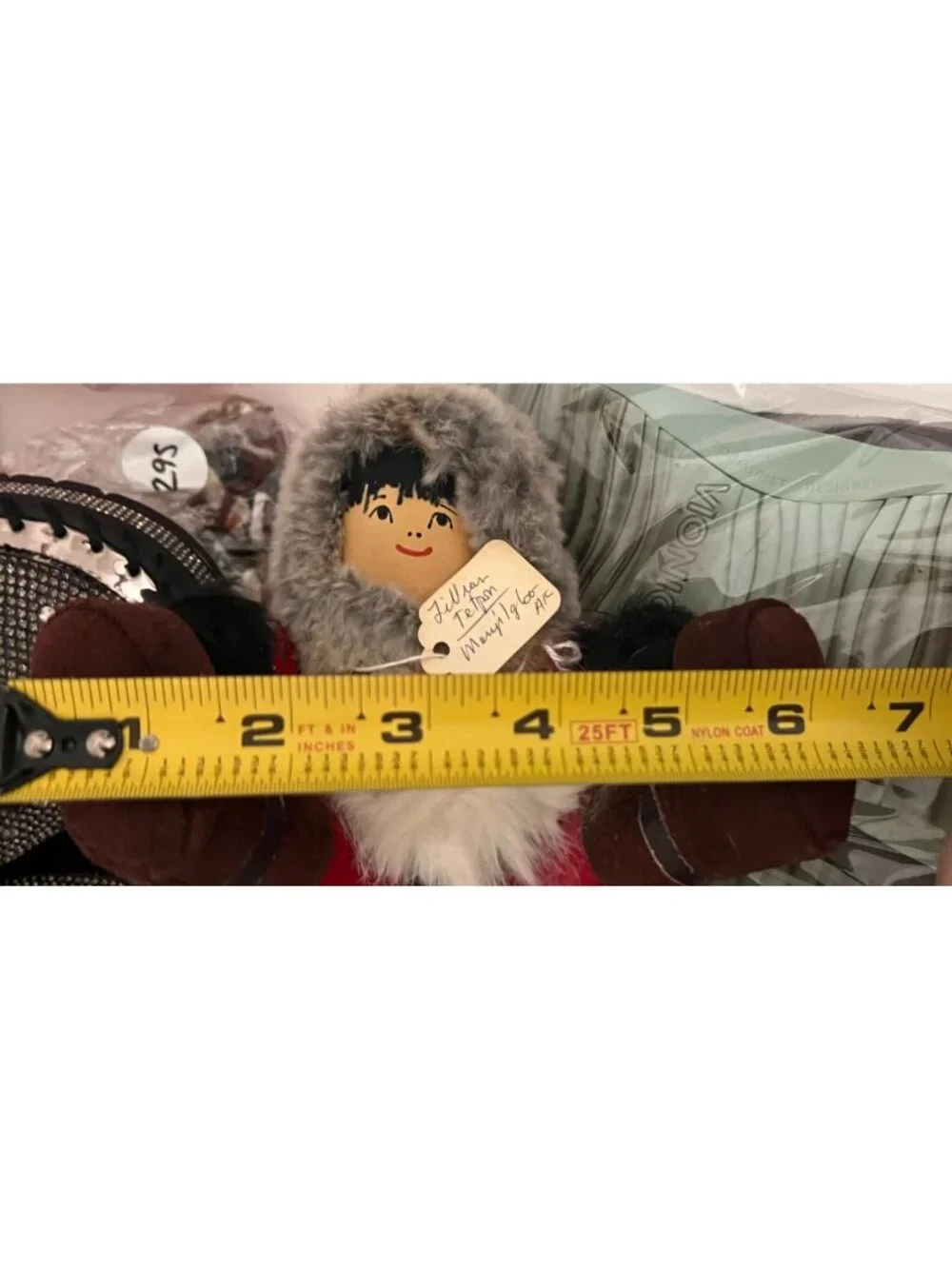 Authentic Native Handicraft From Alaska Inuit Doll Handpainted Fur-trimmed Parka